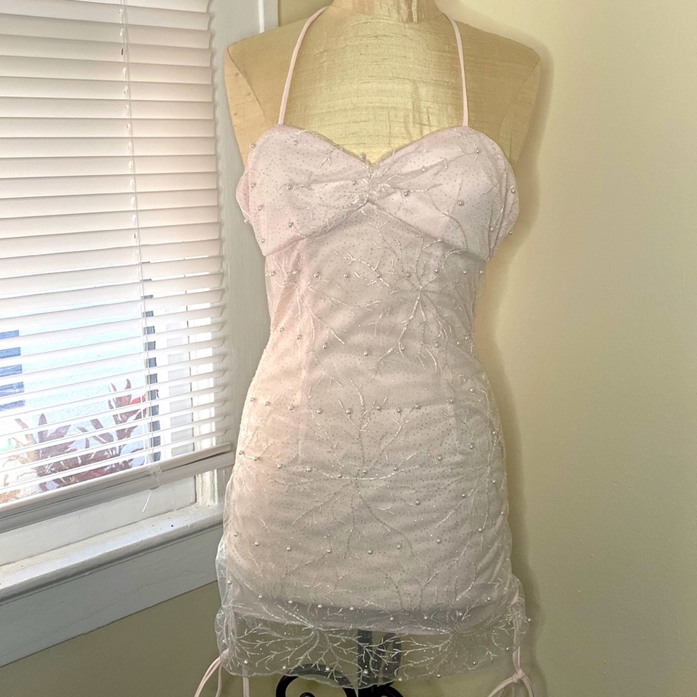 NWOT. LUCY IN THE SKY RAVIE BODYCON DRESS.       PINK PEARL.